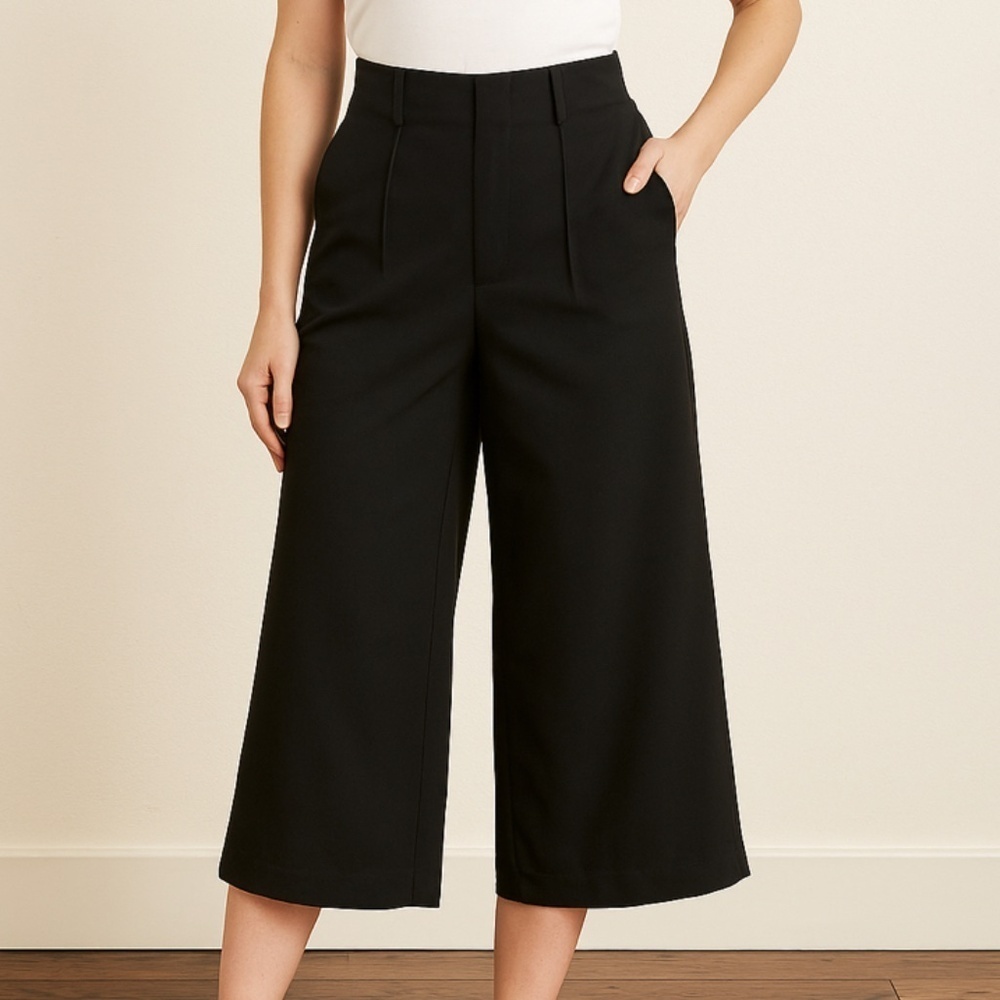 Molly Green Black High Waist Wide Leg Cropped Pants Women’s Small
